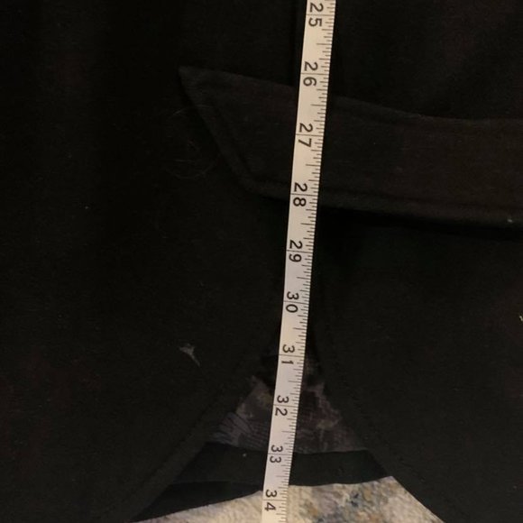 Wool-blend Black Pea Coat with Belt - Picture 4 of 7